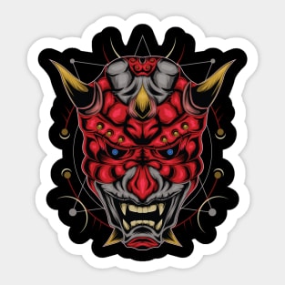 Red devil face illustration Sticker